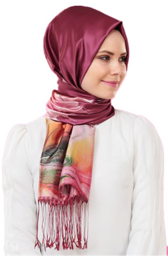 Cachmira Dijital Tafta Bordo Şal